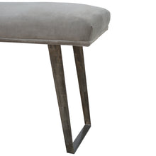Grey Velvet Bench with Pewter Legs