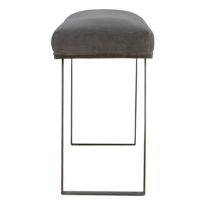 Grey Velvet Bench with Pewter Legs