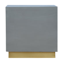 Sleek Cement Footstool with Gold Base