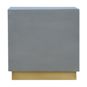 Sleek Cement Footstool with Gold Base