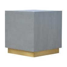 Sleek Cement Footstool with Gold Base