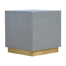 Sleek Cement Footstool with Gold Base