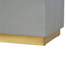 Sleek Cement Footstool with Gold Base