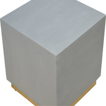 Sleek Cement Footstool with Gold Base