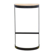 Industrial End Table with Wooden Top