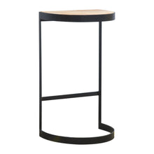 Industrial End Table with Wooden Top