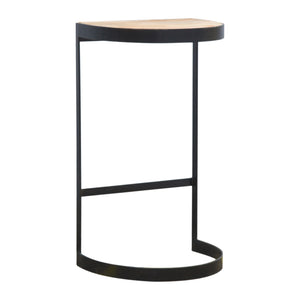 Industrial End Table with Wooden Top