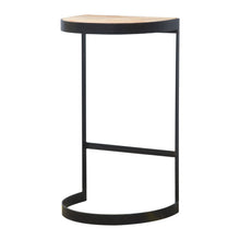 Industrial End Table with Wooden Top