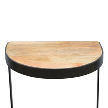 Industrial End Table with Wooden Top