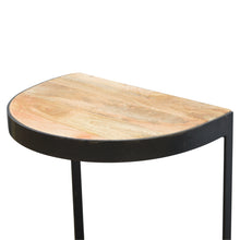 Industrial End Table with Wooden Top
