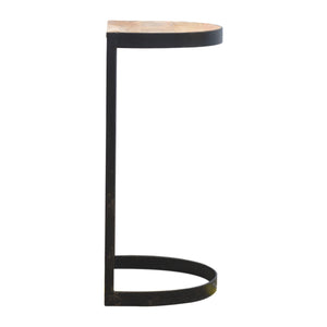 Industrial End Table with Wooden Top