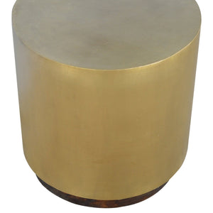 Sleek Gold End Table with Wooden Base