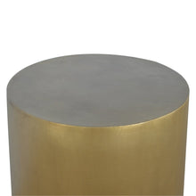 Sleek Gold End Table with Wooden Base