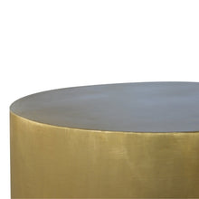 Sleek Gold End Table with Wooden Base