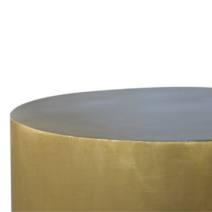 Sleek Gold End Table with Wooden Base