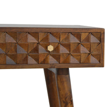 Chestnut Diamond Carved Console Table