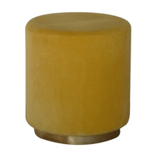 Mustard Velvet Footstool with Gold Base