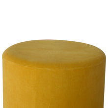 Mustard Velvet Footstool with Gold Base