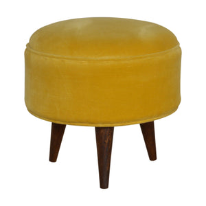 Mustard Velvet Nordic Style Footstool