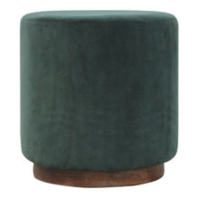 Emerald Green Velvet Footstool with Gold Base