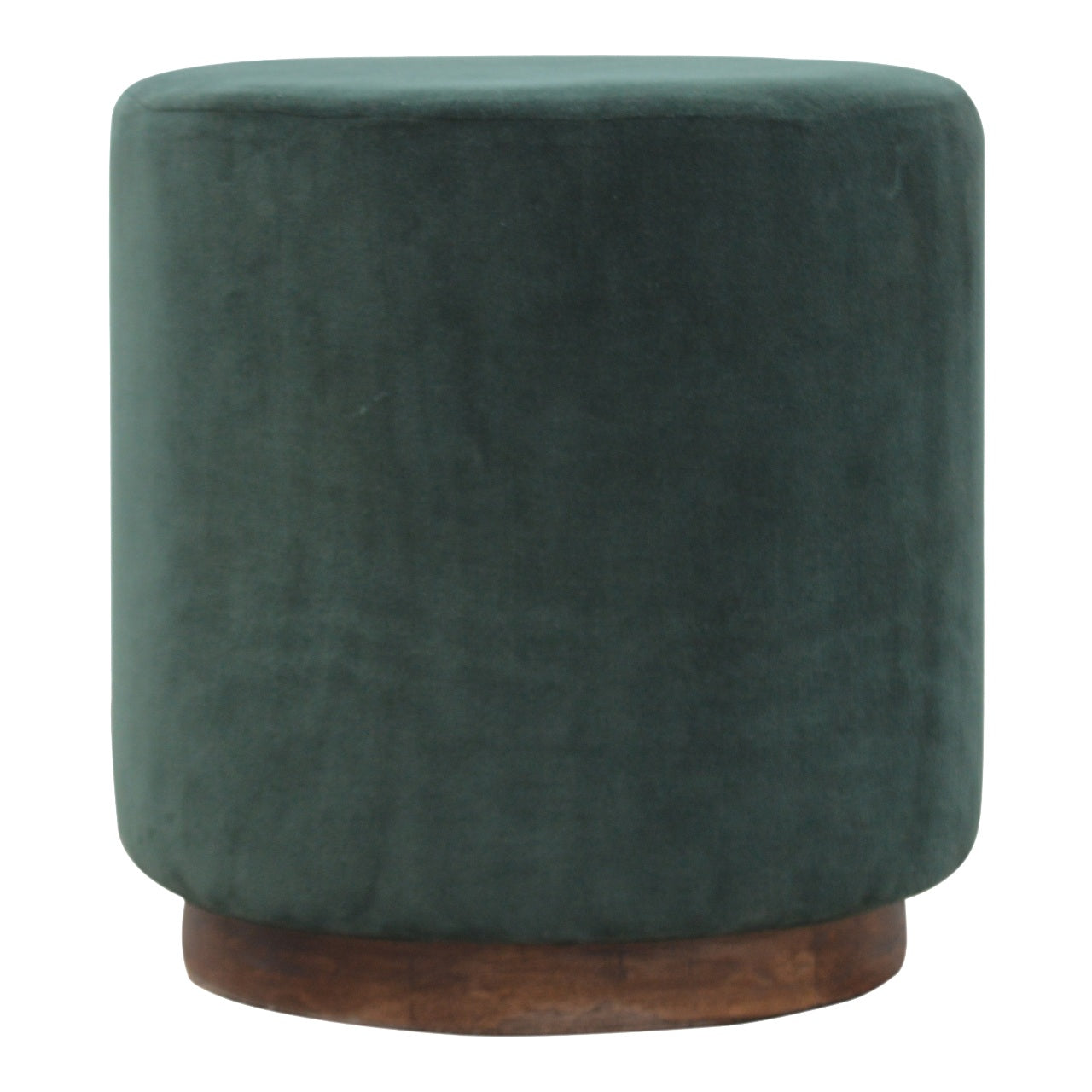 Emerald Green Velvet Footstool with Gold Base