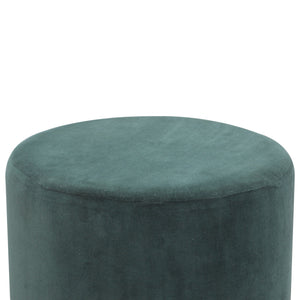 Emerald Green Velvet Footstool with Gold Base