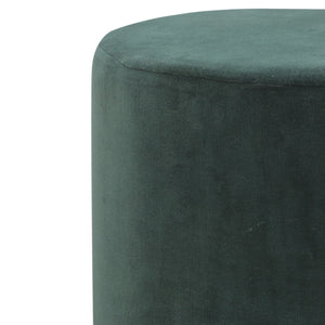 Emerald Green Velvet Footstool with Gold Base