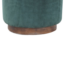 Emerald Green Velvet Footstool with Gold Base