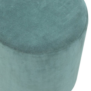 Emerald Green Velvet Footstool with Gold Base