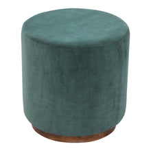Emerald Green Velvet Footstool with Gold Base