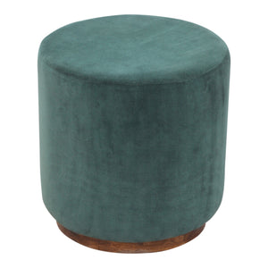 Emerald Green Velvet Footstool with Gold Base