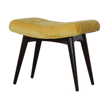 Mustard Cotton Velvet Curved Bench