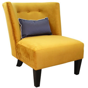 Armchair - Upholstered Mustard Velvet Fabric