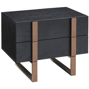 Solid Black Veneer Nightstand Bed Side Table
