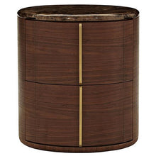 Brown Marble and Veneer Nightstand Bed Side Table