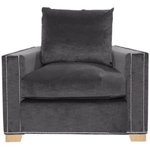 Armchair - Steel Velvet Fabric