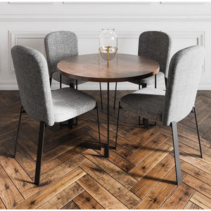 Dining Table - Dark Grey, Small Circular with industrialised legs
