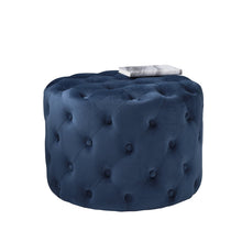 Mystique Blue Tufted Velvet Pouffe Foot Stool