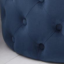 Mystique Blue Tufted Velvet Pouffe Foot Stool