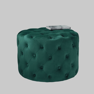 Dark Green Tufted Velvet Pouffe