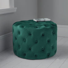 Dark Green Tufted Velvet Pouffe