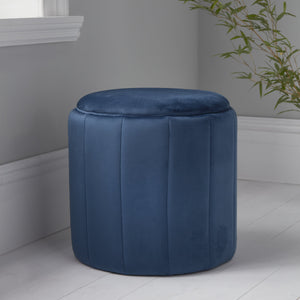 Round Mystique Blue Plush Stool