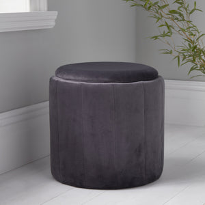 Round Grey Plush Stool