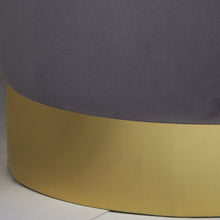Round Grey Velvet Stool - Gold Finish