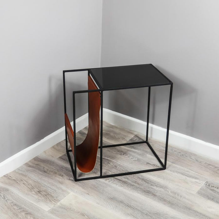 Leather Magazine Holder Side Table