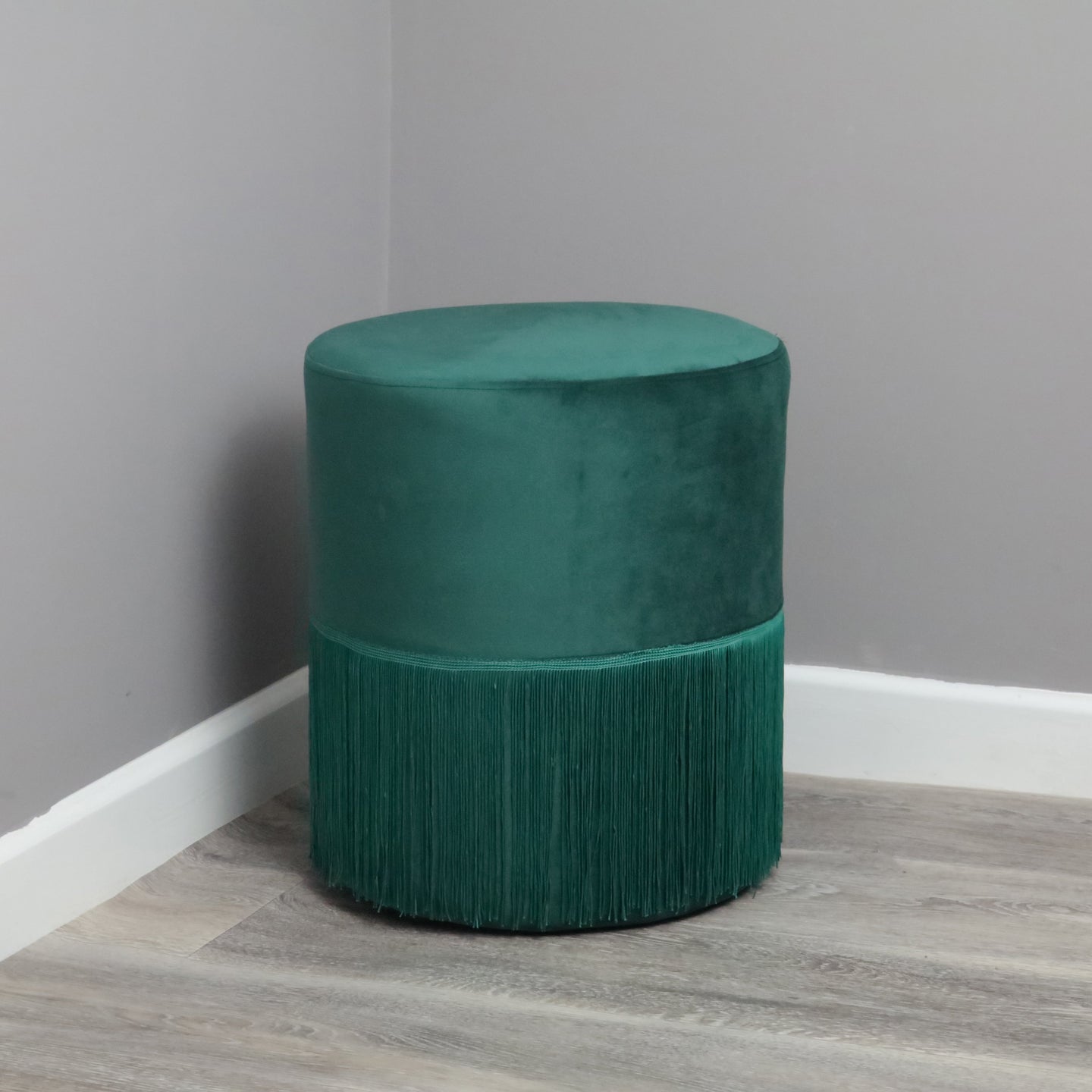 Round Green Tassles Stool