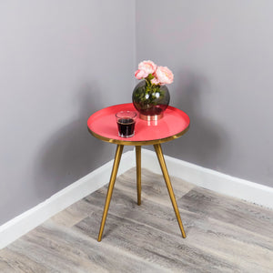 Side Table Coral Enamel Tray