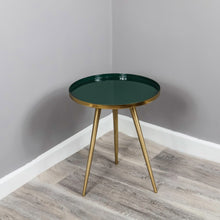 Side Table Green Enamel Tray