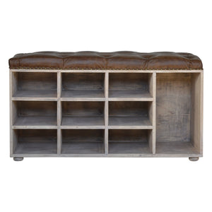 Buffalo Leather Shoe Bench
