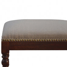 Mango Wood Occasional Footstool Upholstored in White Linen